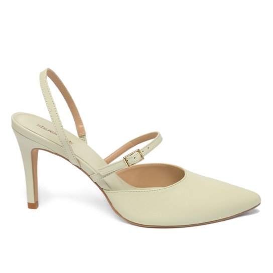 Scarpin Couro Shoestock Classic Tira Salto Alto - Verde claro