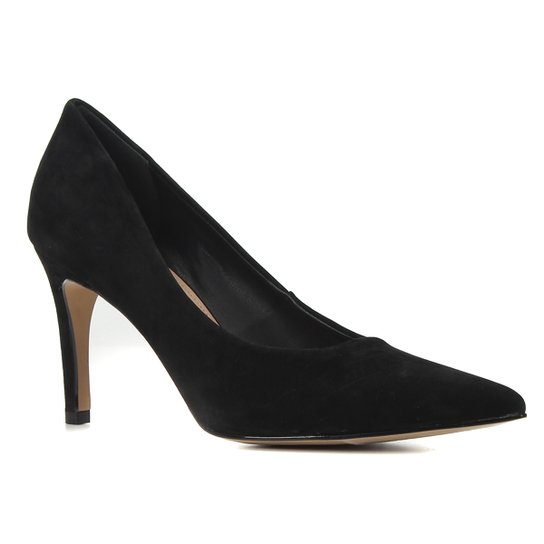 Scarpin Couro Shoestock Graciela Salto Alto Bico Fino - Preto