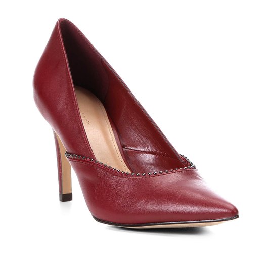 Scarpin Couro Shoestock Salto Alto Glam - Vinho