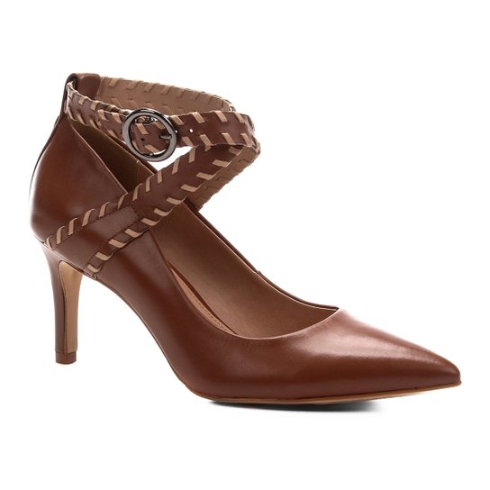 Scarpin Couro Shoestock Salto Alto Nomade Crafts - Caramelo