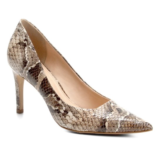 Scarpin Couro Shoestock Salto Alto Snake - Cobra