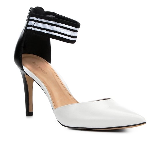 Scarpin Couro Shoestock Salto Médio Gorgorão - Branco