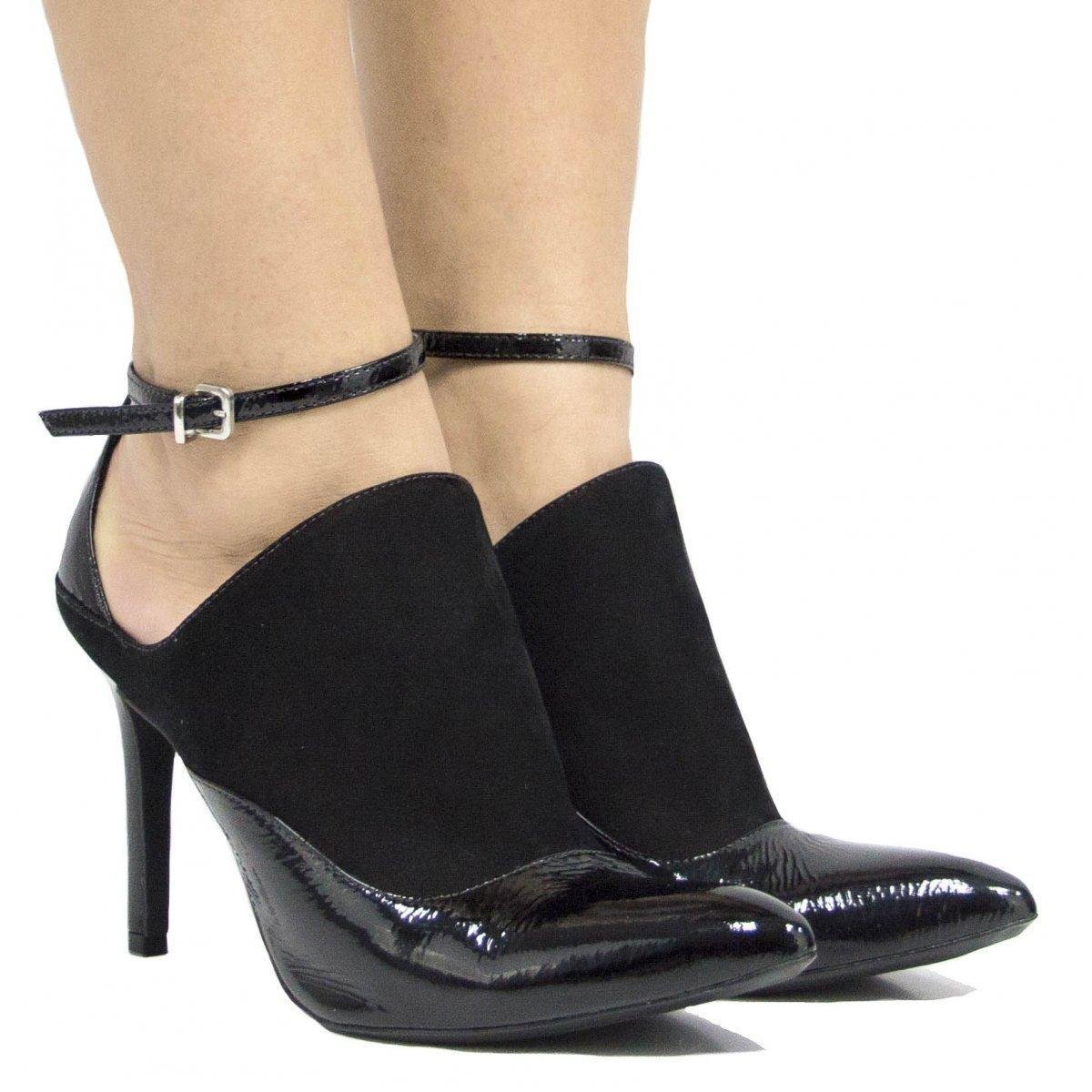 Scarpin Couro Vicenza Salto Fino Verniz Feminina - Preto | Zattini