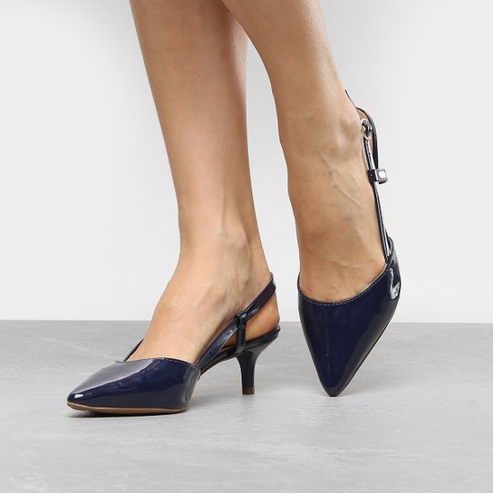 Scarpin Drezzup Salto Baixo Tira - Marinho
