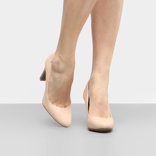 Scarpin Drezzup Salto Grosso Alto - Nude