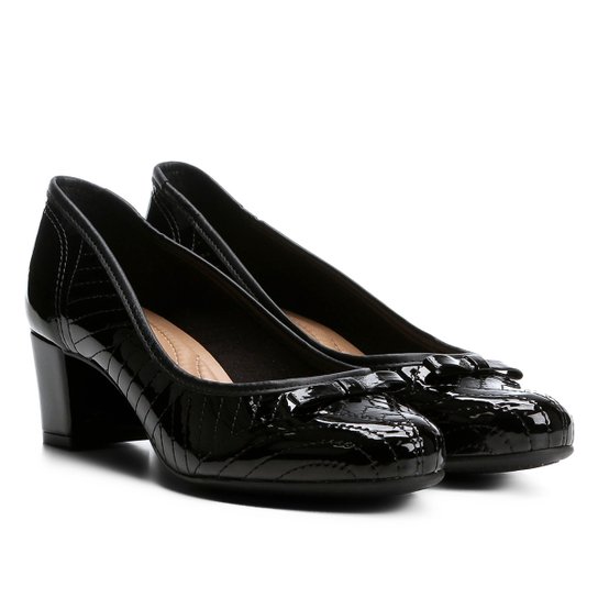 Scarpin em Verniz Beira Rio com Matelassê Bico Redondo Feminino - Preto