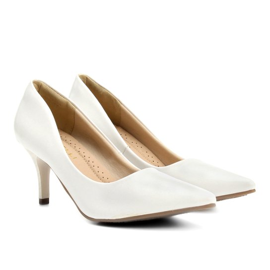 Scarpin Facinelli Salto Médio Bico Fino - Branco