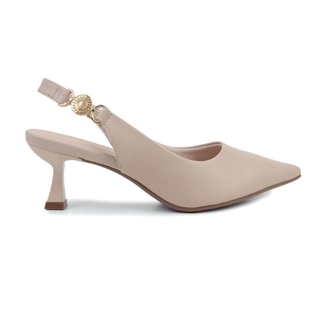 Scarpin Feminino Bebecê Salto Baixo Bege - T3814-251
