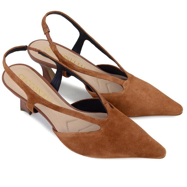Scarpin Feminino Cecconello Couro Camurça Marrom - 2632001