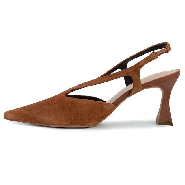 Scarpin Feminino Cecconello Couro Camurça Marrom - 2632001