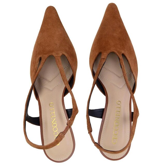 Scarpin Feminino Cecconello Couro Camurça Marrom - 2632001