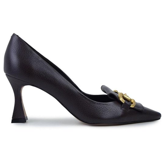 Scarpin Feminino Cecconello Couro Marrom Café - 2632002