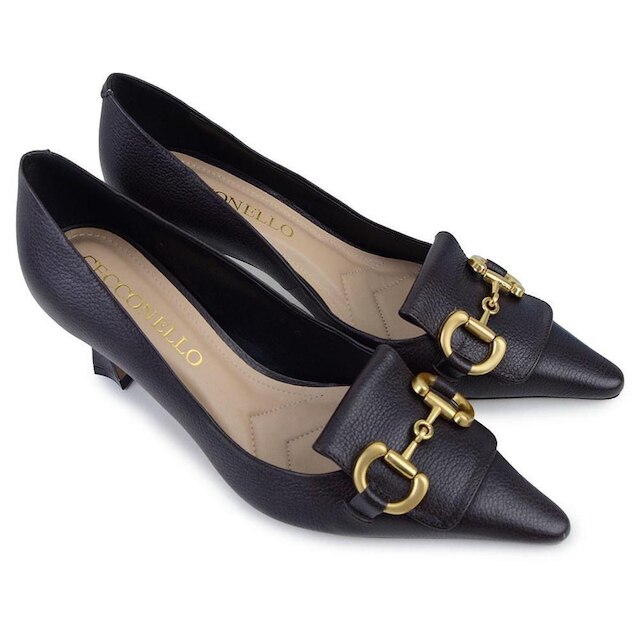 Scarpin Feminino Cecconello Couro Marrom Café - 2632002