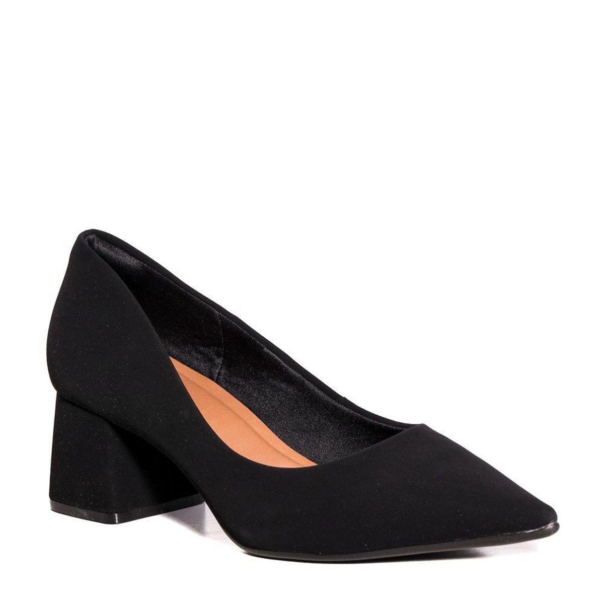 Scarpin Feminino Nobuck Bico Fino - Preto Menor preço em Scarpin Feminino Nobuck Bico Fino - Preto