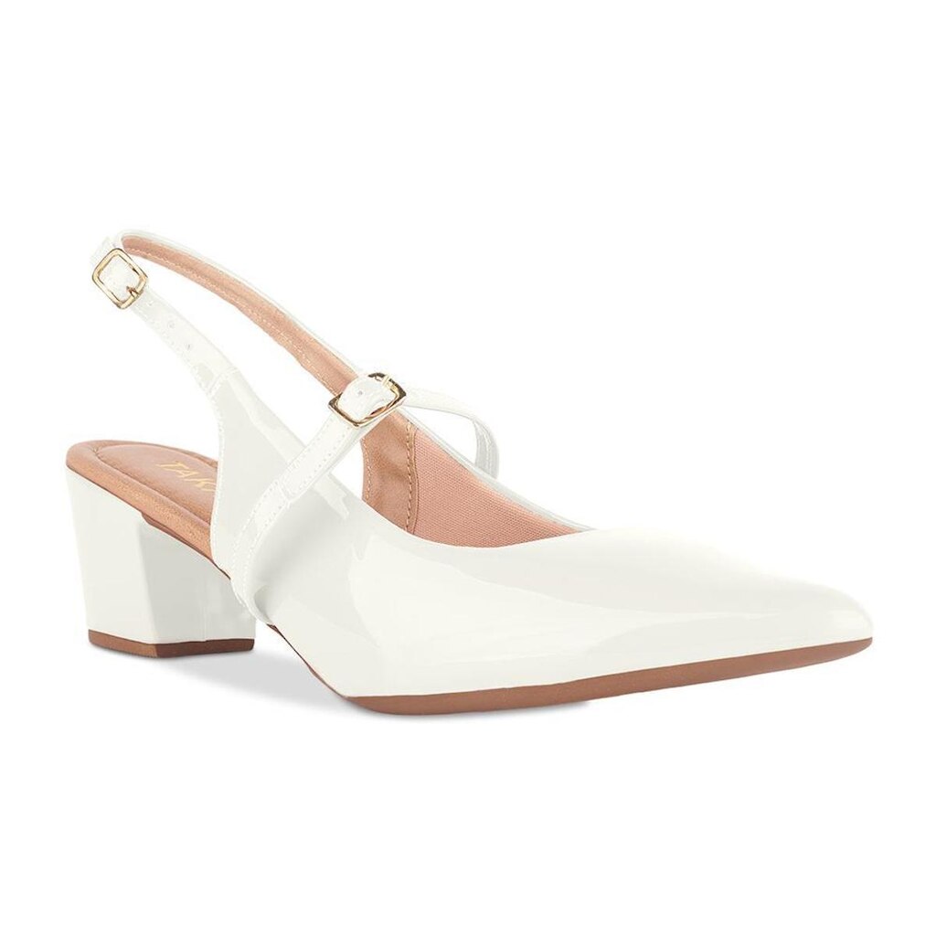 Scarpin Feminino Salto Baixo Bloco Slingback Fivela Social Moda