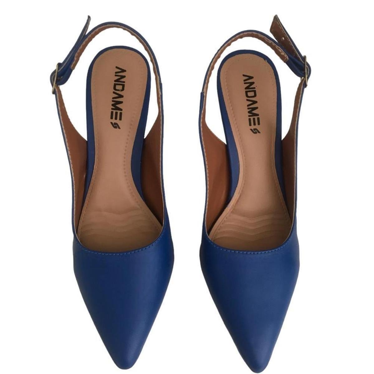 Scarpin Feminino Salto Baixo Confortável Fivela Bico Fino Zattini