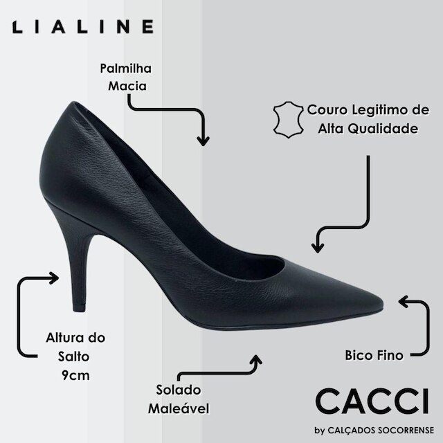 Scarpin Feminino Salto Fino Médio Couro Lia Line 2292.71567