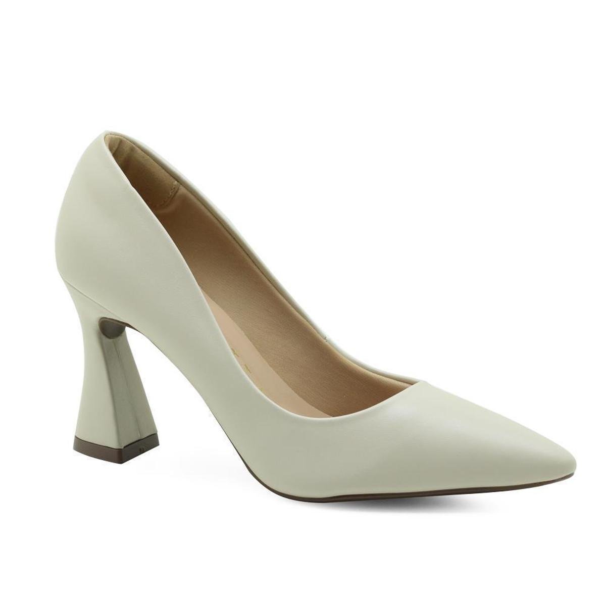 Scarpin Feminino Salto Grosso Médio Liso Casual Conforto - Nude Menor preço em Scarpin Feminino Salto Grosso Médio Liso Casual Conforto - Nude