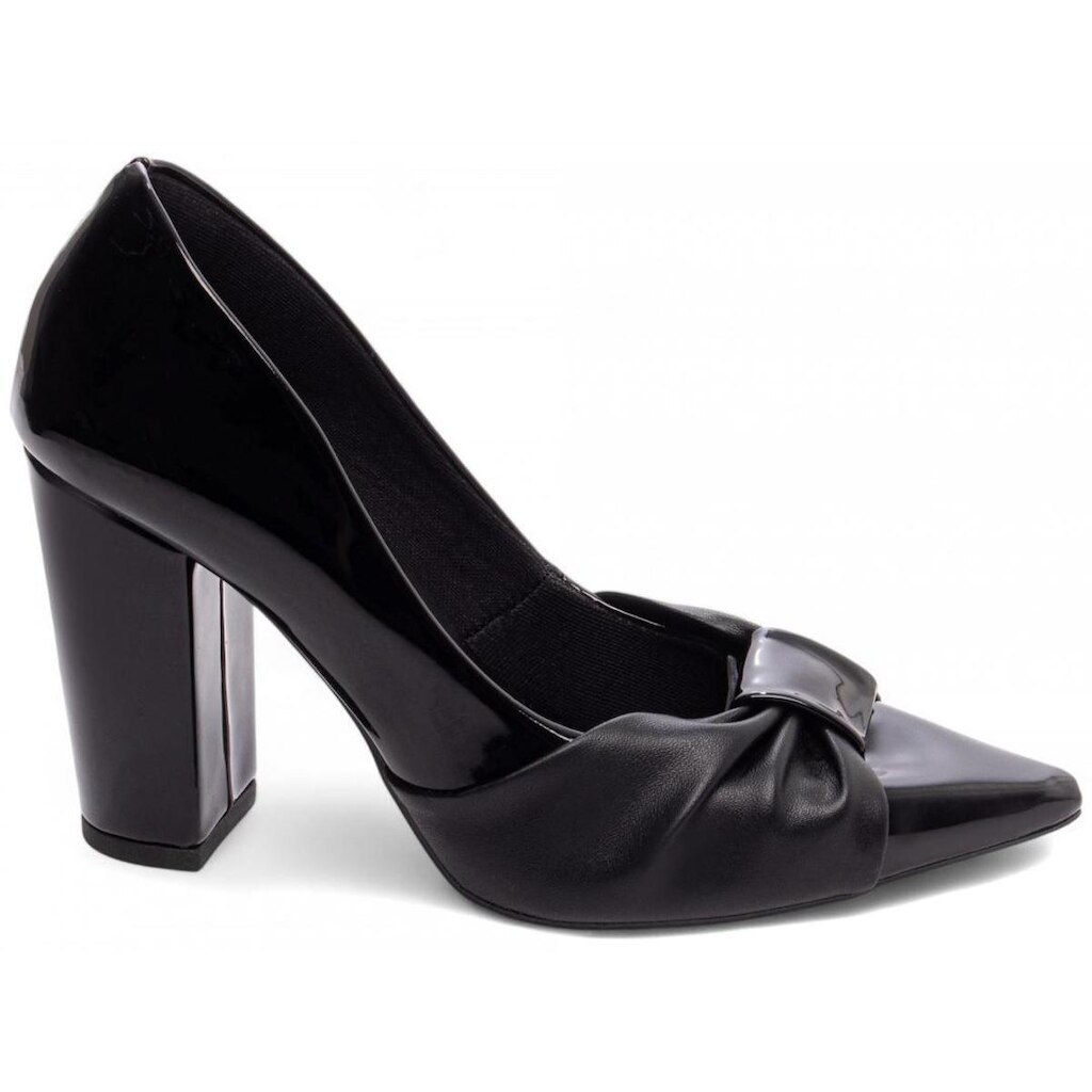 Scarpin Feminino Sapato Salto Alto Grosso Bico Fino Laço 9cm Torricella