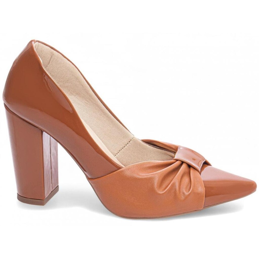 Scarpin Feminino Sapato Salto Alto Grosso Bico Fino Laço 9cm Torricella