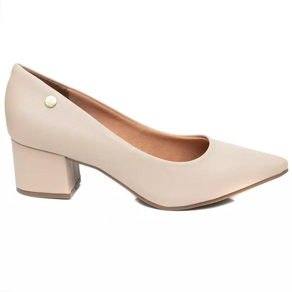 Scarpin Feminino Vizzano Salto Grosso Bico Fino 1220.315 Creme 38