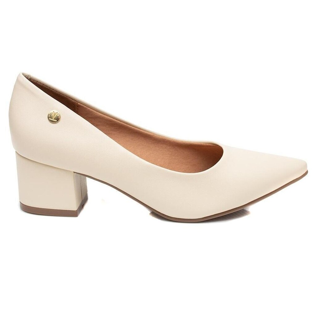 Scarpin Feminino Vizzano Salto Grosso Bico Fino 1220.315 Creme 38