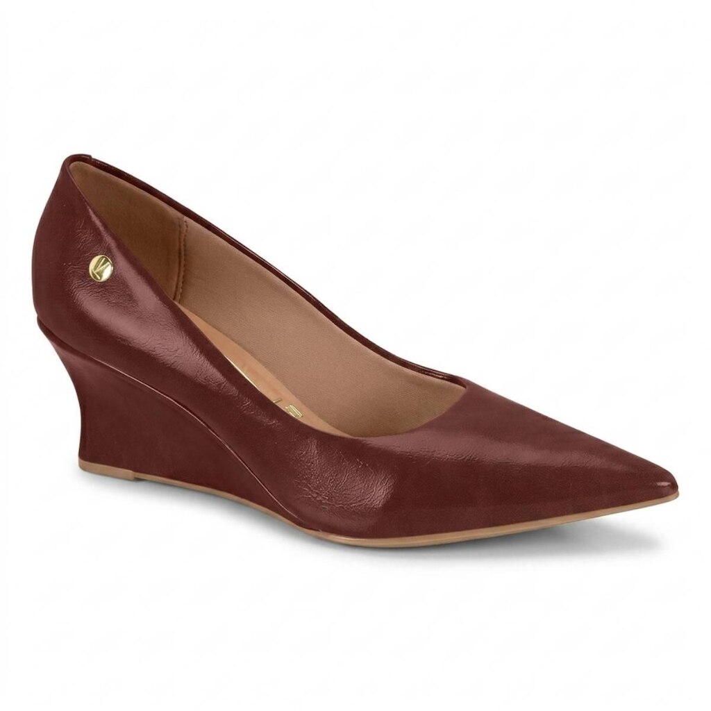 Scarpin Feminino Vizzano Salto Médio Grosso Bloco Bico Fino Casual Confortável Original