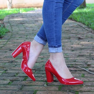 Verniz Salto Alto Vermelho Vizzano Scarpin Feminino Sapato Vizzano