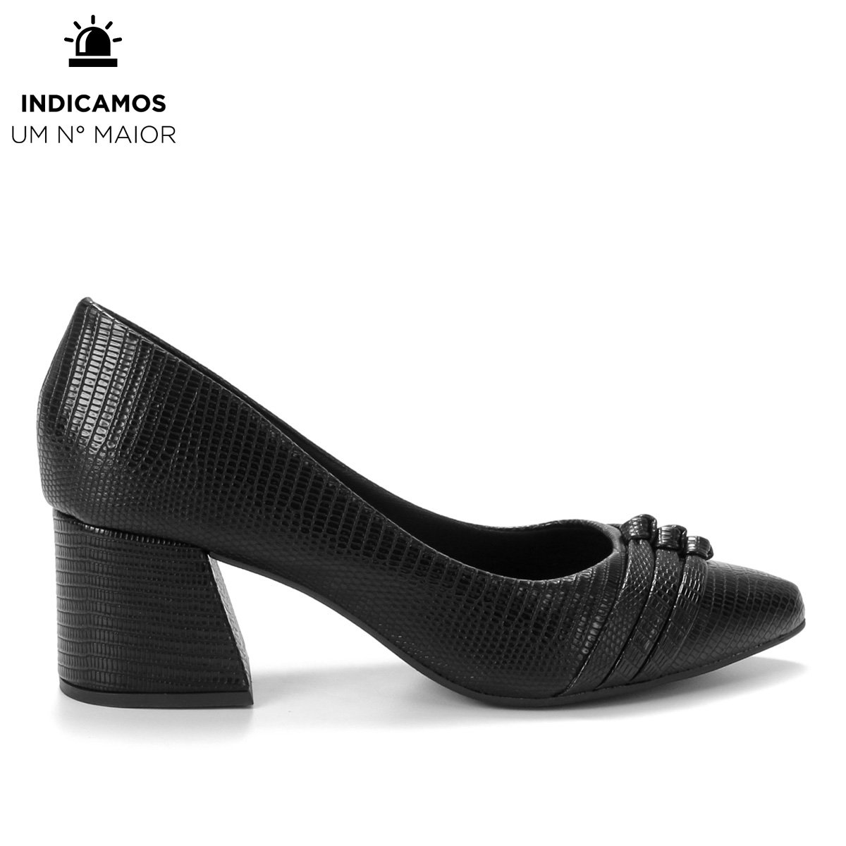 Scarpin Griffe Lizard Salto Médio - Preto Menor preço em Scarpin Griffe Lizard Salto Médio - Preto