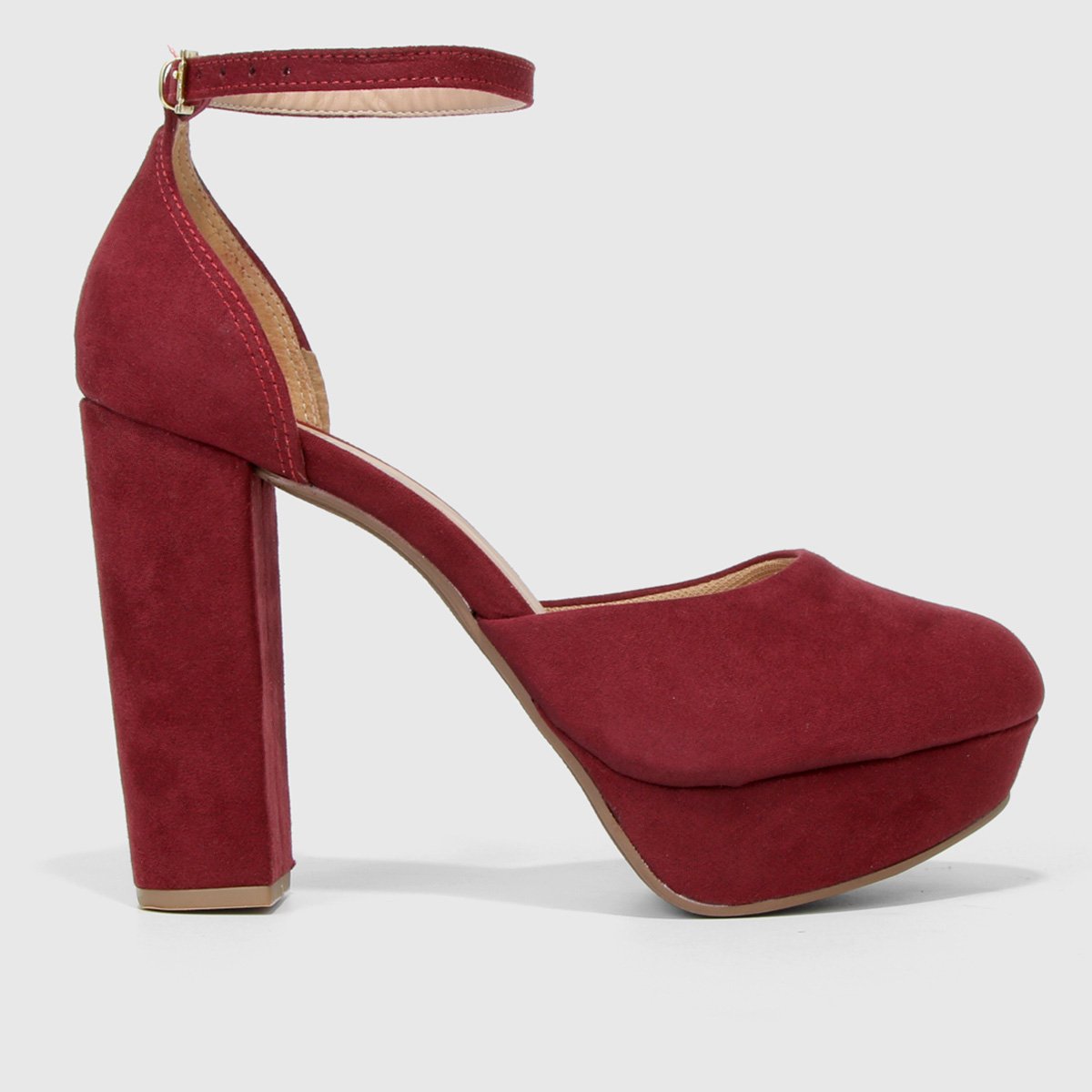 Scarpin Griffe Meia Pata Salto Alto - Vinho Menor preço em Scarpin Griffe Meia Pata Salto Alto - Vinho