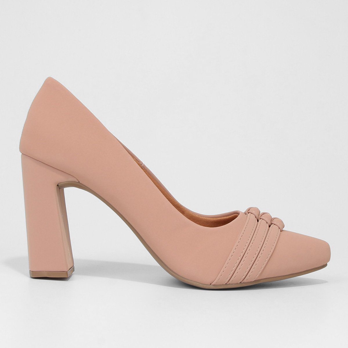 Scarpin Griffe Nobuck Salto Médio - Nude Menor preço em Scarpin Griffe Nobuck Salto Médio - Nude