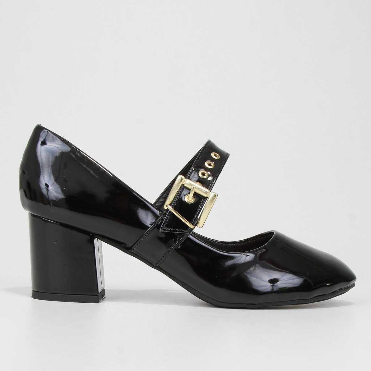 Scarpin Griffe Salto Baixo Boneca - Preto Menor preço em Scarpin Griffe Salto Baixo Boneca - Preto