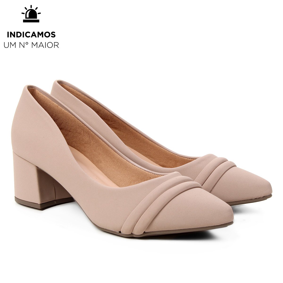 Scarpin Griffe Salto Baixo Feminino - Nude Menor preço em Scarpin Griffe Salto Baixo Feminino - Nude