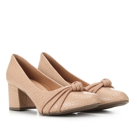 Scarpin Griffe Salto Baixo Tresse Nó Feminino - Nude