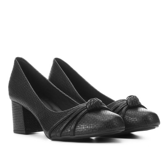 Scarpin Griffe Salto Baixo Tresse Nó Feminino - Preto