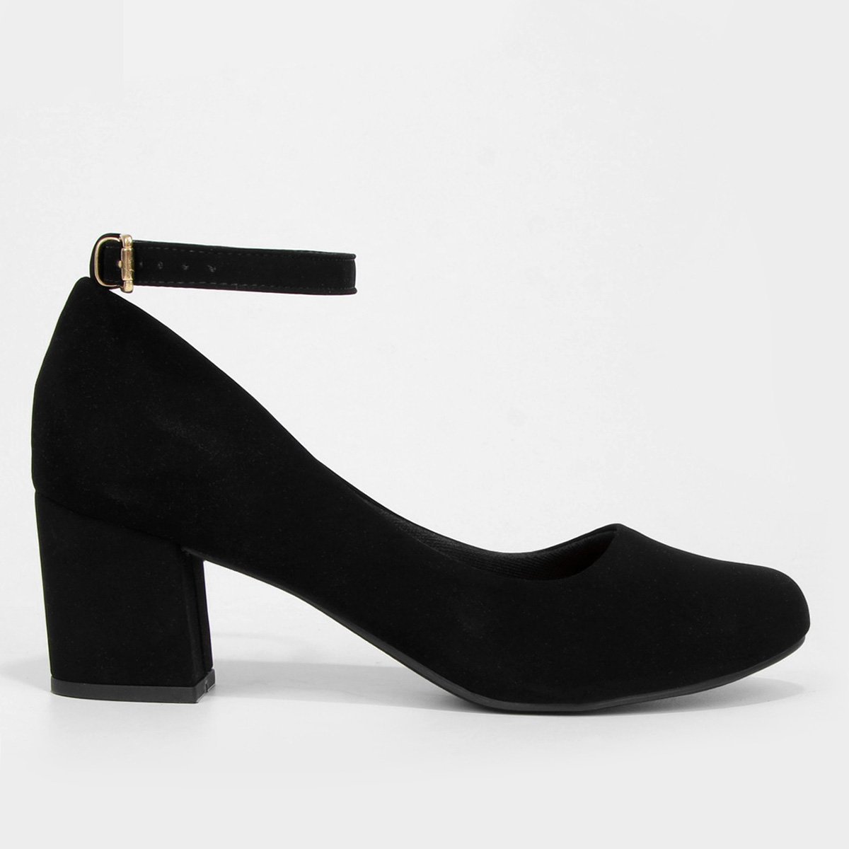 Scarpin Griffe Salto Bloco Baixo Tira - Preto Menor preço em Scarpin Griffe Salto Bloco Baixo Tira - Preto