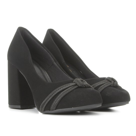 Scarpin Griffe Salto Grosso Nó Feminino - Preto