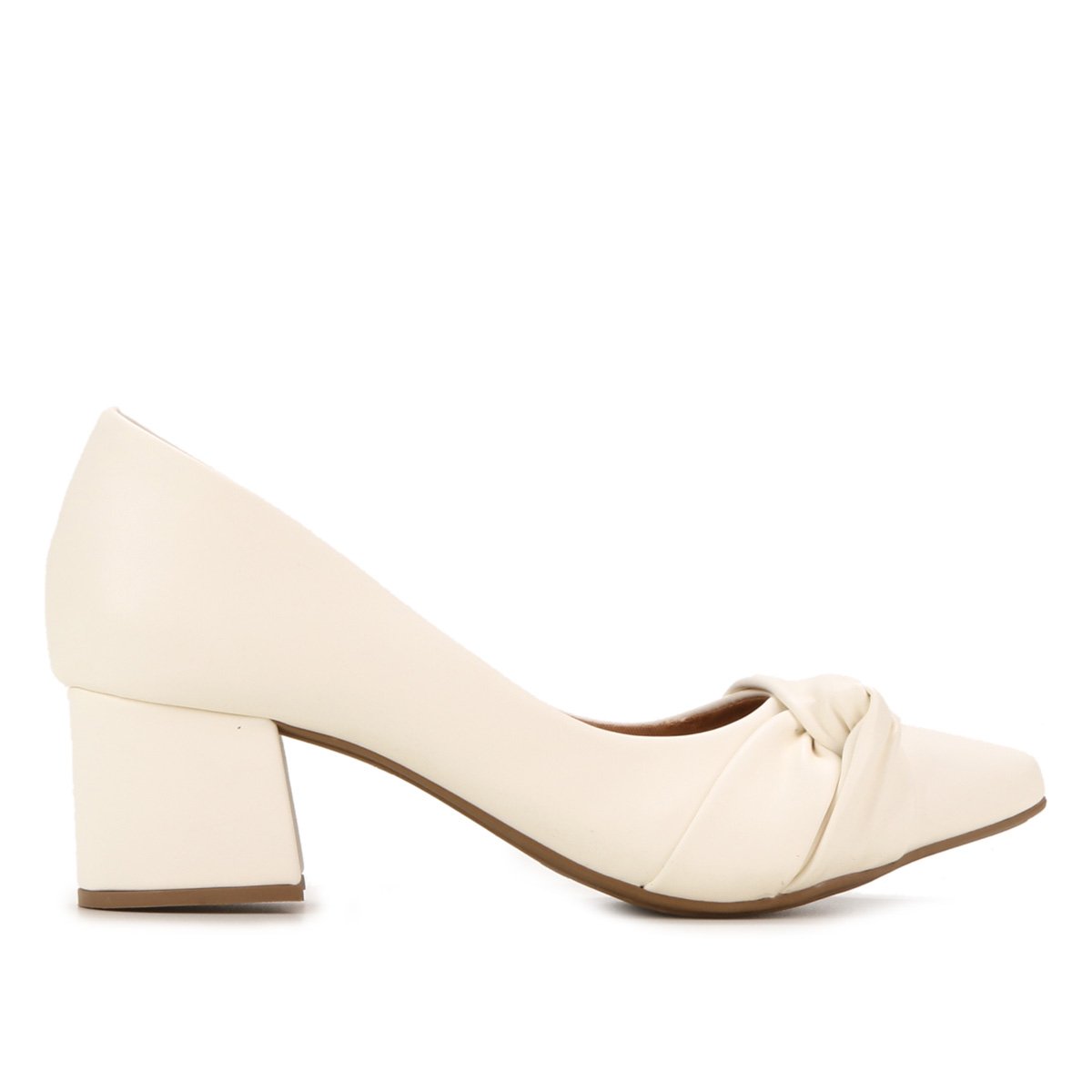 Scarpin Griffe Salto Médio Bico Fino Tiras - Off White Menor preço em Scarpin Griffe Salto Médio Bico Fino Tiras - Off White