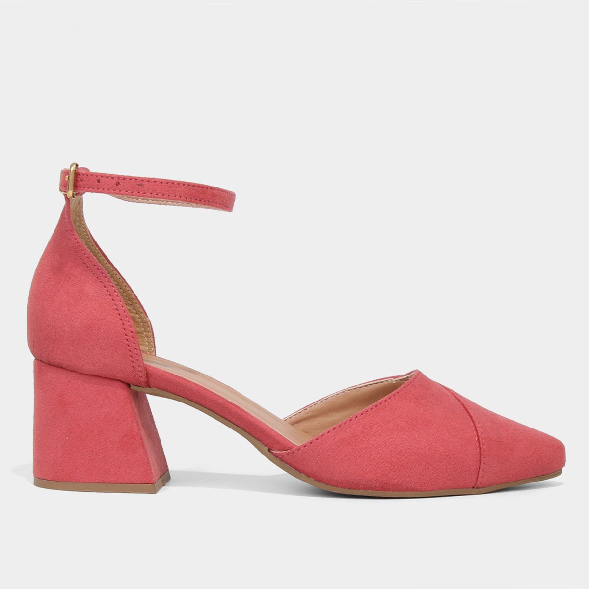 Scarpin Griffe Salto Médio Grosso Fivela - Rosa Menor preço em Scarpin Griffe Salto Médio Grosso Fivela - Rosa