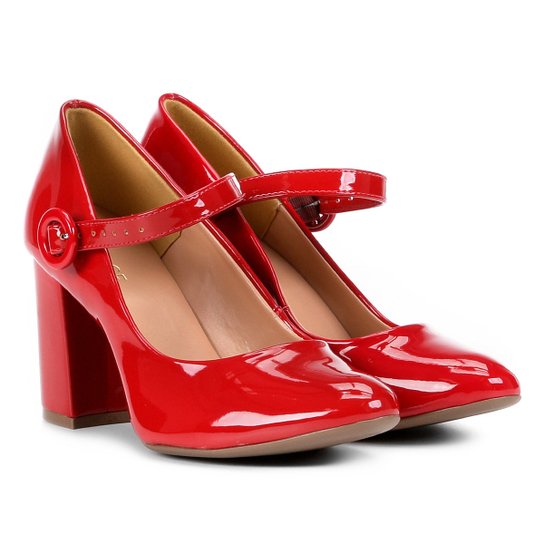 Scarpin Mixage Salto Alto Boneca - Vermelho