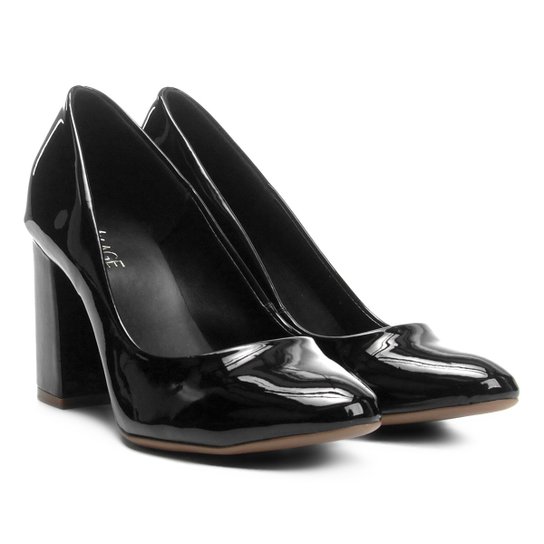 Scarpin Mixage Salto Alto Verniz - Preto