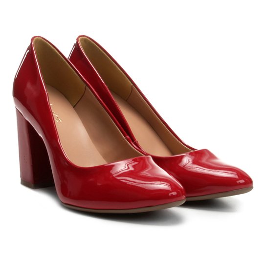 Scarpin Mixage Salto Alto Verniz - Vermelho