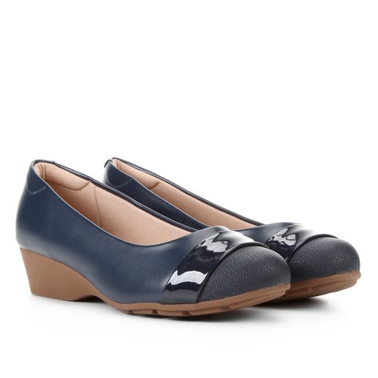 Scarpin Modare Anabela Bico Redondo - Marinho