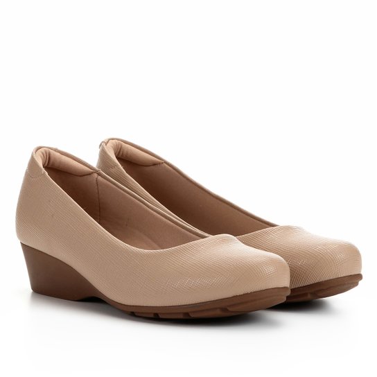 Scarpin Modare Anabela Textura - Bege