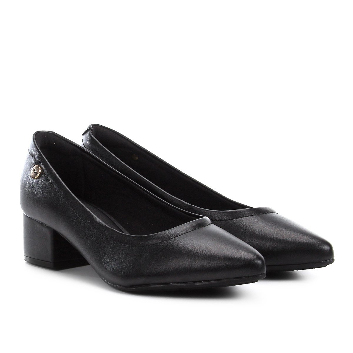Scarpin Modare Básico Salto Baixo Bico Fino - Preto | Zattini