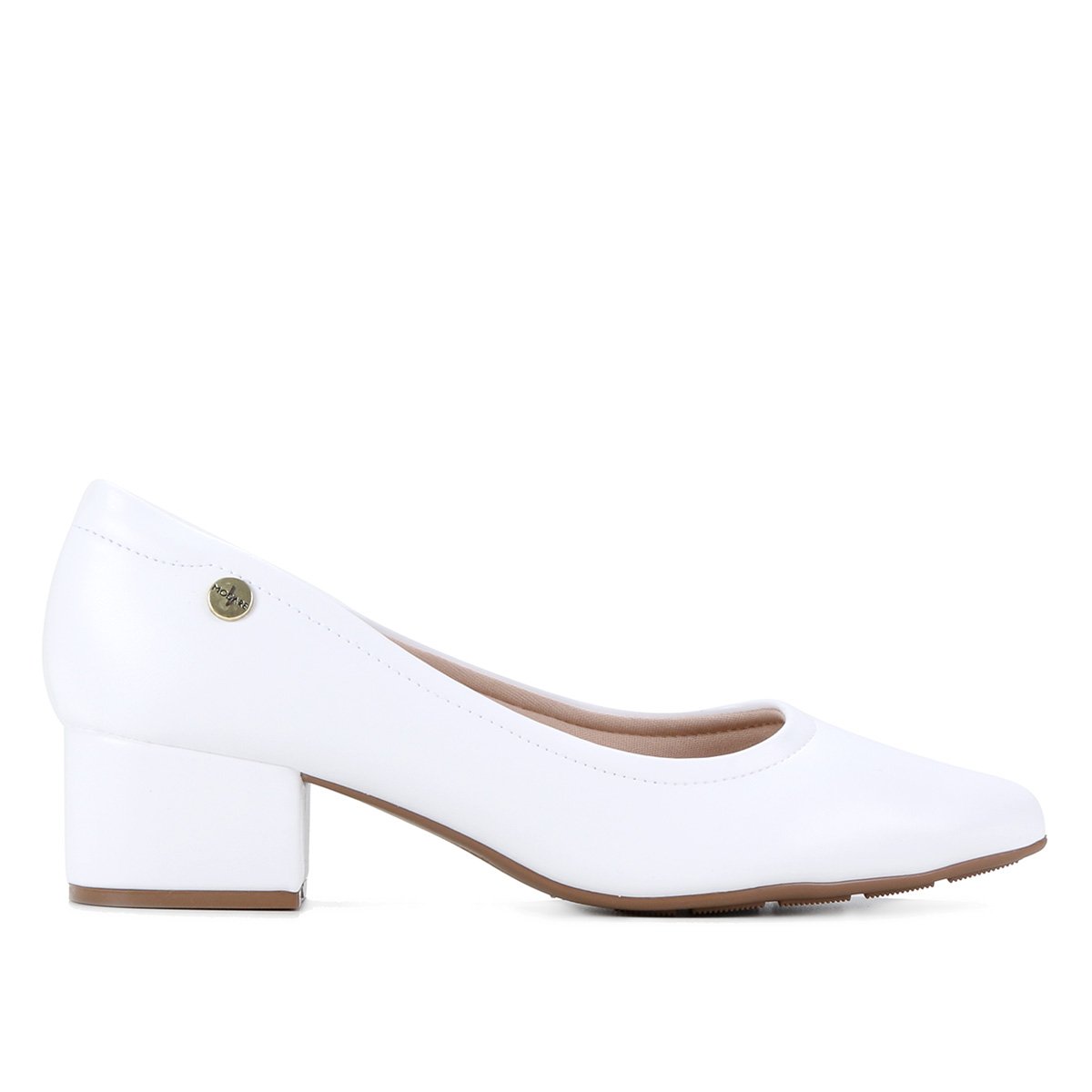 Scarpin Modare Básico Salto Baixo Bico Fino - Branco Menor preço em Scarpin Modare Básico Salto Baixo Bico Fino - Branco