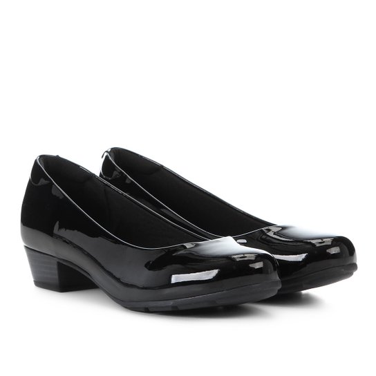 Scarpin Modare Salto Baixo Verniz - Preto