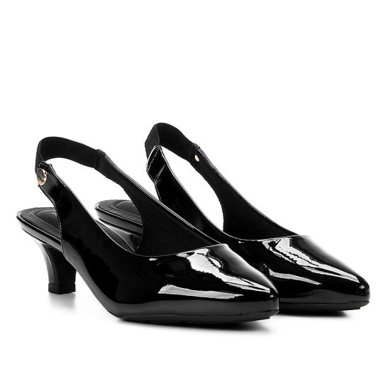 Scarpin Modare Salto Baixo Verniz - Preto