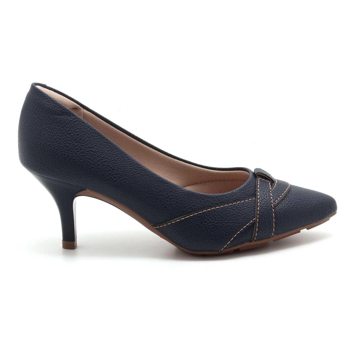 Scarpin Modare Salto Médio Bico Fino 7013645 - Marinho Menor preço em Scarpin Modare Salto Médio Bico Fino 7013645 - Marinho