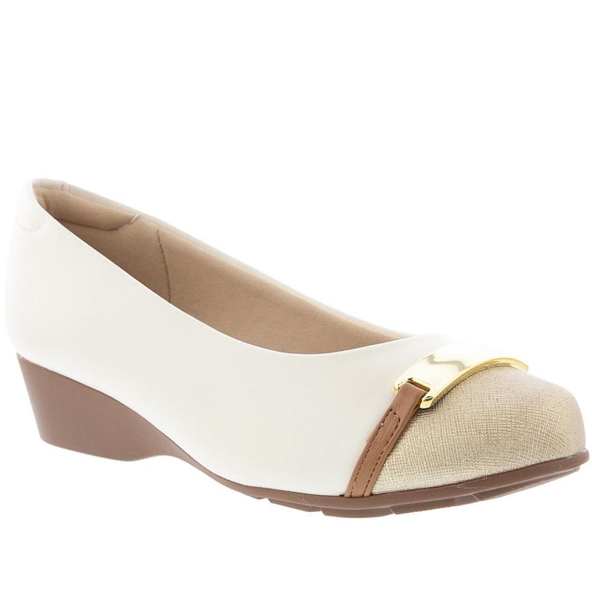 Scarpin Modare Ultraconforto Anabela Aplicação Metalizado Off White - 37 - Off White Menor preço em Scarpin Modare Ultraconforto Anabela Aplicação Metalizado Off White - 37 - Off White